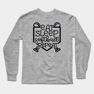 Eat Sleep Softball Repeat Cute Funny Long Sleeve T-Shirt